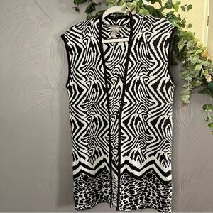 Chico's Brown and‎ Creme  Zebra Pattern Cardigan